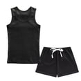 thumbnail image 4 of Qingpeng Kids Stylish Set Sleeveless Solid Color Racerback Tank Top And Drawstring Shorts With Elastic Waist For Casual Wear Matching Outfit Set For Kids, 4 of 9