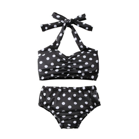 

Baby Girl Bikini Kids Toddler Polka Dot Swimsuits Halter Swimwear Beachwear Seaside Pool Beach Bathing Suit Bikinis Set