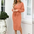 thumbnail image 5 of Arnsht Women's V Neck Long Batwing Sleeve Wrap Midi Knit Sweater Dress Elegant Backless with Belt Slit Orange XL, 5 of 8