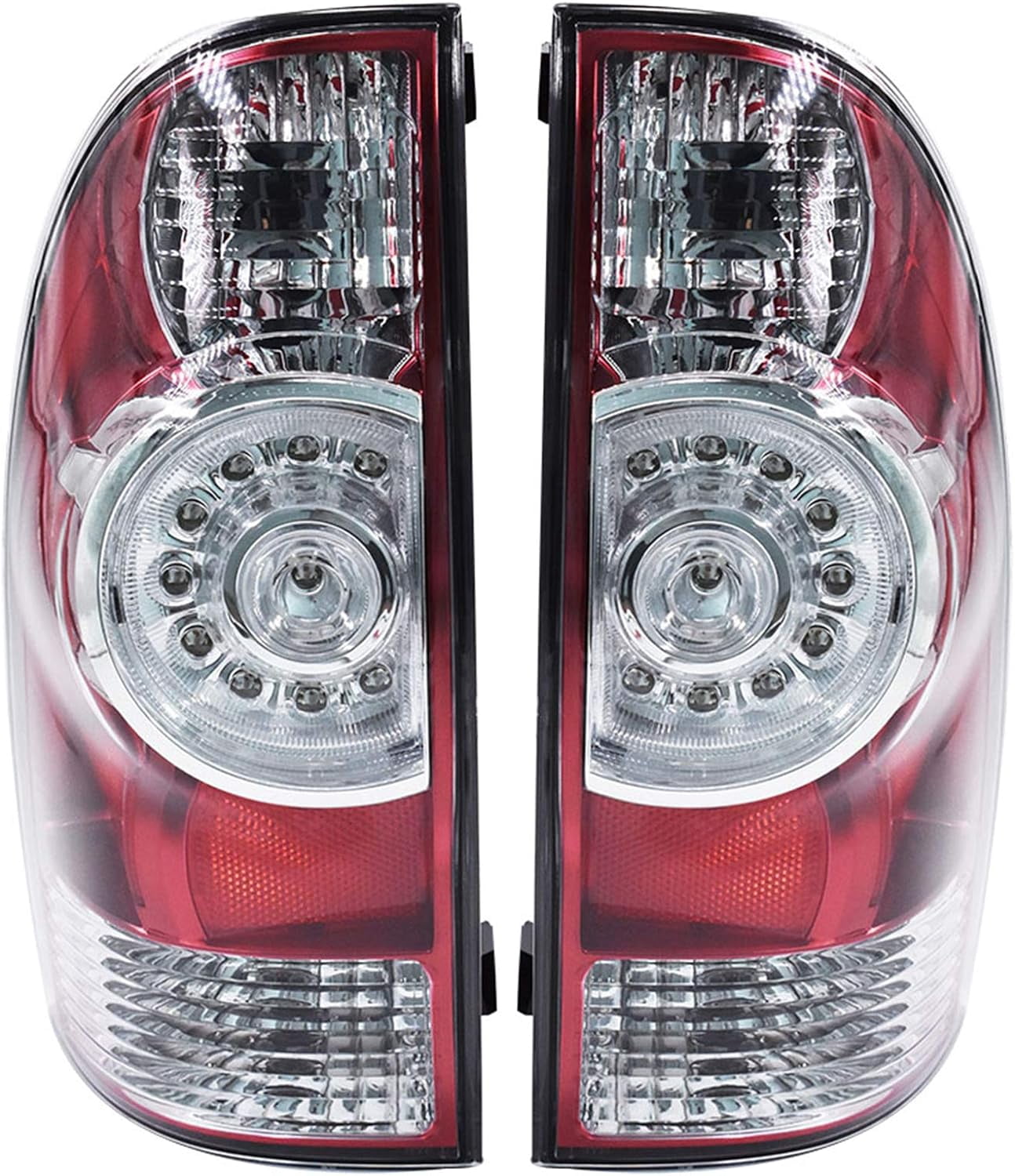 ALL-CARB Red Clear LED Rear Tail Brake Lights Replacement for 2005-2015 Toyota Tacoma Left and Right Side Tail Lights