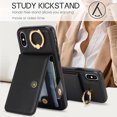 thumbnail image 4 of Allytechgroup iPhone XS / iPhone X Wallet Case, Ring Holder Stand Cards Slots Shockproof Retro Flip Back Cover Phone Case for Apple iPhone XS / iPhone X, Black, 4 of 8