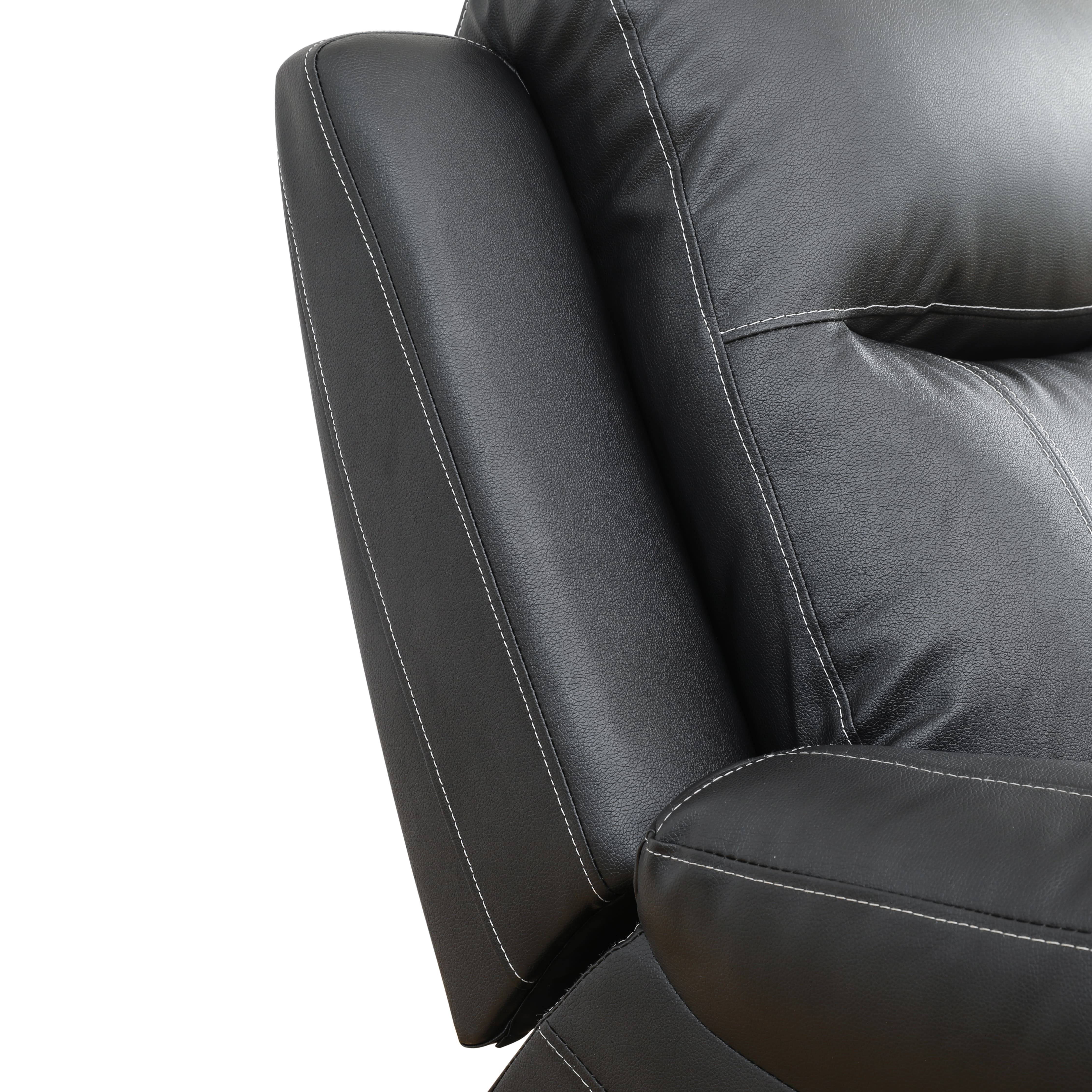 MAYEERTY Reclining Sofa, 3-Seat Breathable Semi-PU Leather Recliner with Adjustable Backrests for Living Room, Black