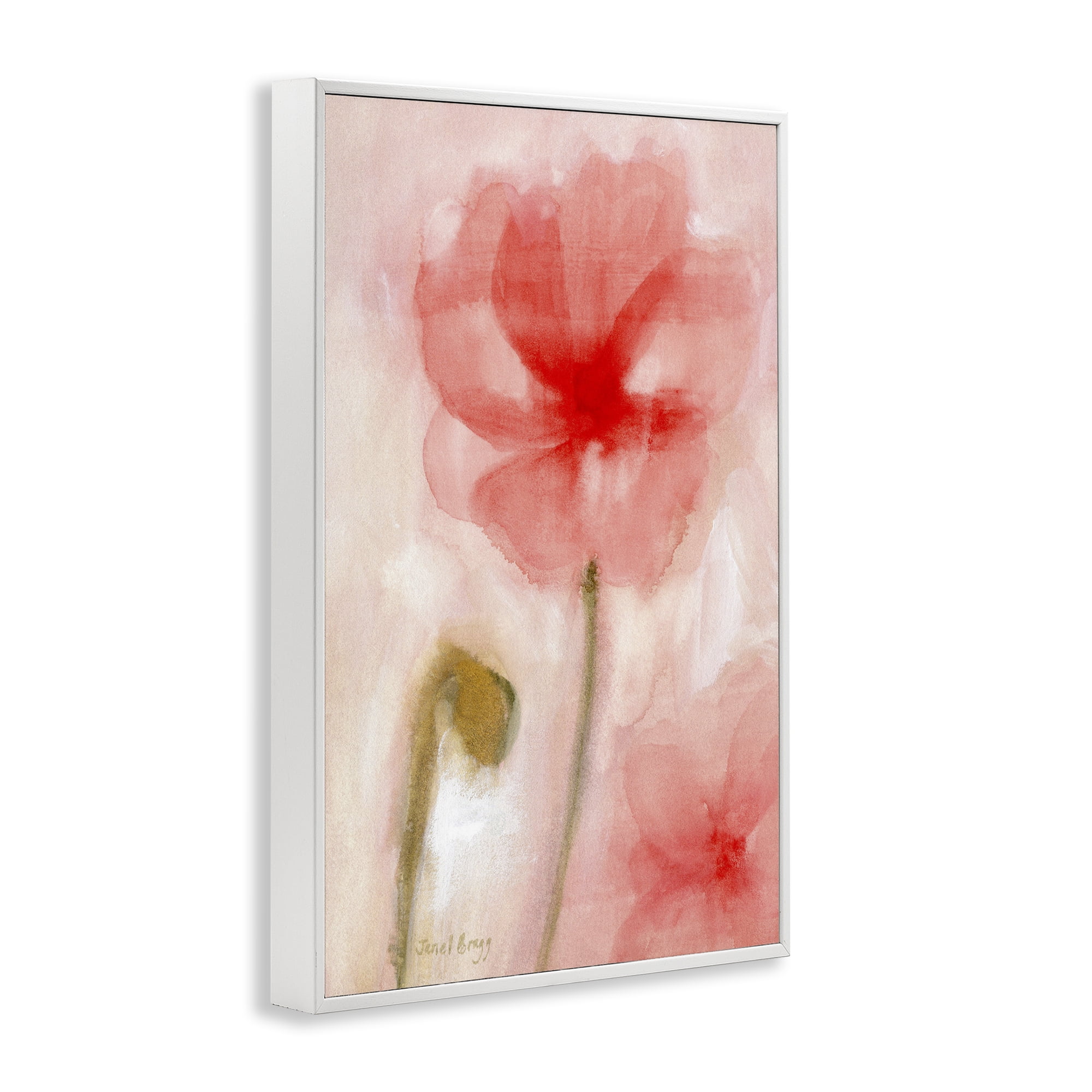 Stupell Industries Abstract Pink Bloom Botanical & Floral Painting White Framed Art Print Wall Art, 20 x 30