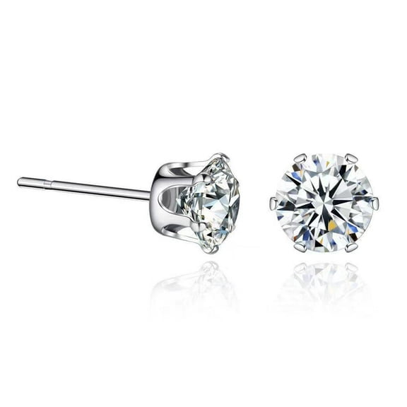 Hypoallergenic Silver Hexagonal Diamond Stud Earrings for Women Work Casual Wear