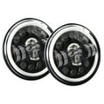 thumbnail image 1 of 2Pcs 7 inch Round LED Headlight Skull Pattern LED Headlight with High/Low Beam Turn Signal DRL and Colorful Angle Eye Light, 1 of 6