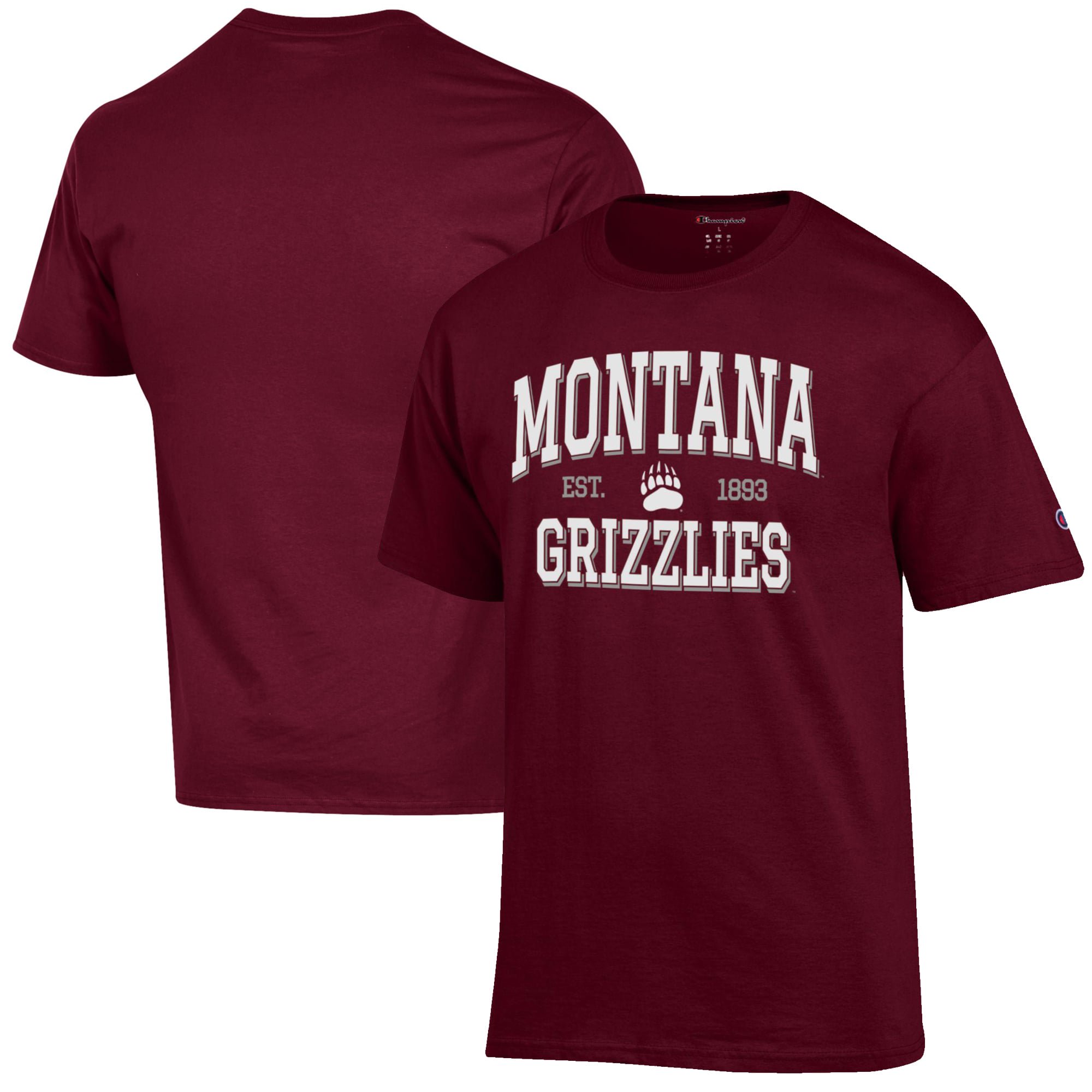 Men's Champion Maroon Montana Grizzlies Est. Date Jersey T-Shirt