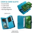 thumbnail image 3 of Asuwish Phone Case for Motorola Moto G Power 5G 2025 Zipper Wallet Detachable Cell Cover with Tempered Glass Screen Protector Crossbody Lanyard Strap Flower Flip Card Holder XT2515-1 Women Girls Blue, 3 of 7