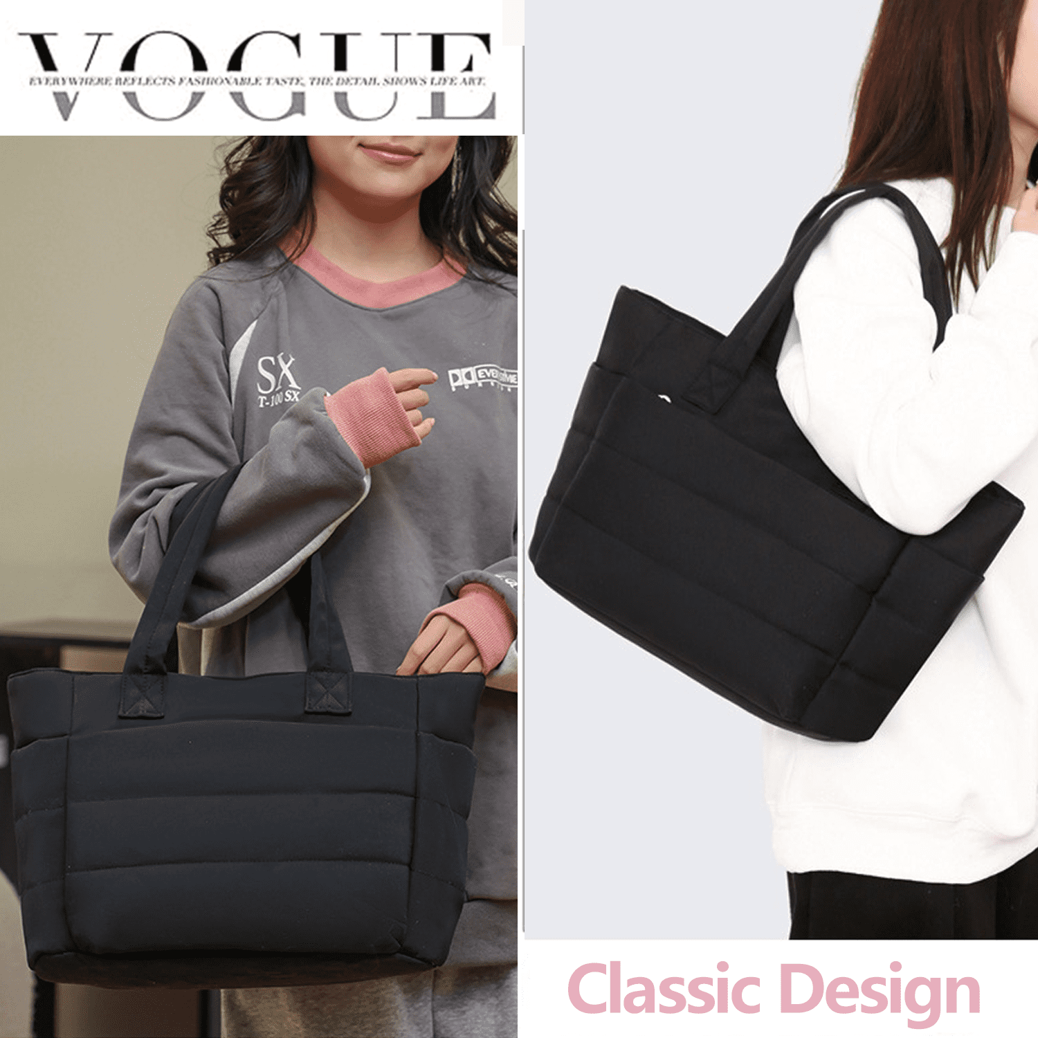 Puffer Tote Bag for Women, Large Shoulder Bag Handbag Work Travel 15.6" Laptop Bag, Quilted Computer Briefcase for Teacher Nurse Trolley Sleeve, Lightweight Puffy Soft Handbags for Beach, Gym