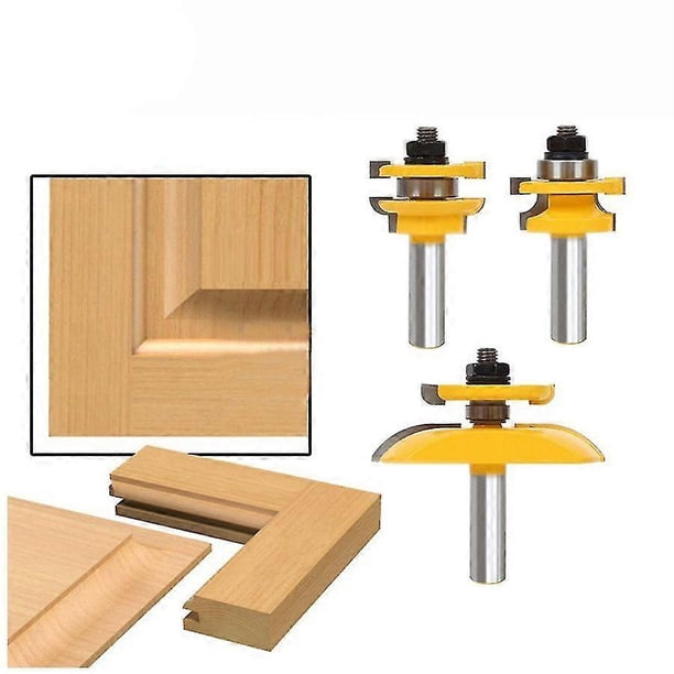 3pcs 1/2inch Rail Blade Cutter Panel Cabinet Router Set Milling Cutter Power Door Knife Wood Cutt