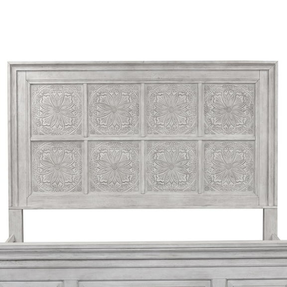 Liberty Furniture Industies, INC Heartland Queen Decorative Panel Headboard in Antique White w/ Tobacco Top
