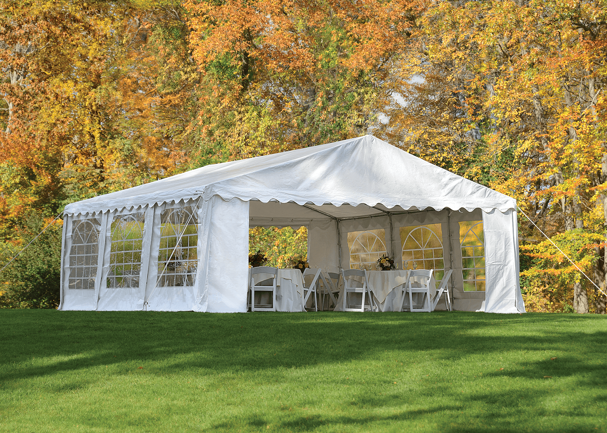 Enclosure Kit with Windows for Party Tent, 20' x 20'/6m x 6m, White, (Frame and Cover Not Included)