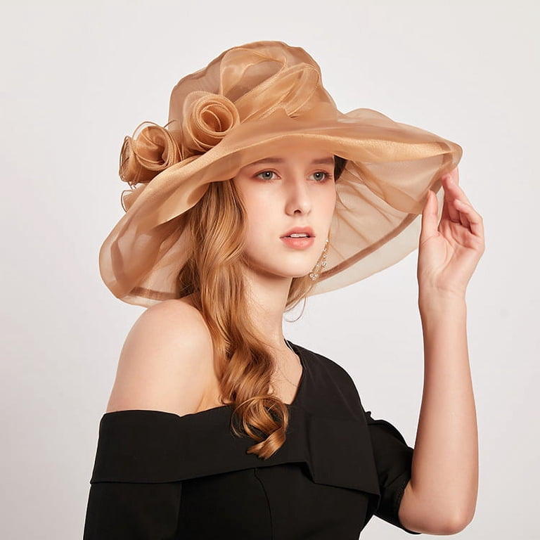9423 Organza Derby Church Hats For Women Bridal Floral Wedding Tea Party Womens Bridal Organza Tea Party Hats Kentucky Derby Church  main image 4