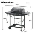 thumbnail image 6 of 5-Burner Propane Gas Grill with Side Burner - 42000 BTU, Stainless Steel, Enamel-Coated Grates & Side Tables for Outdoor Patio Backyard Kitchen, 6 of 10