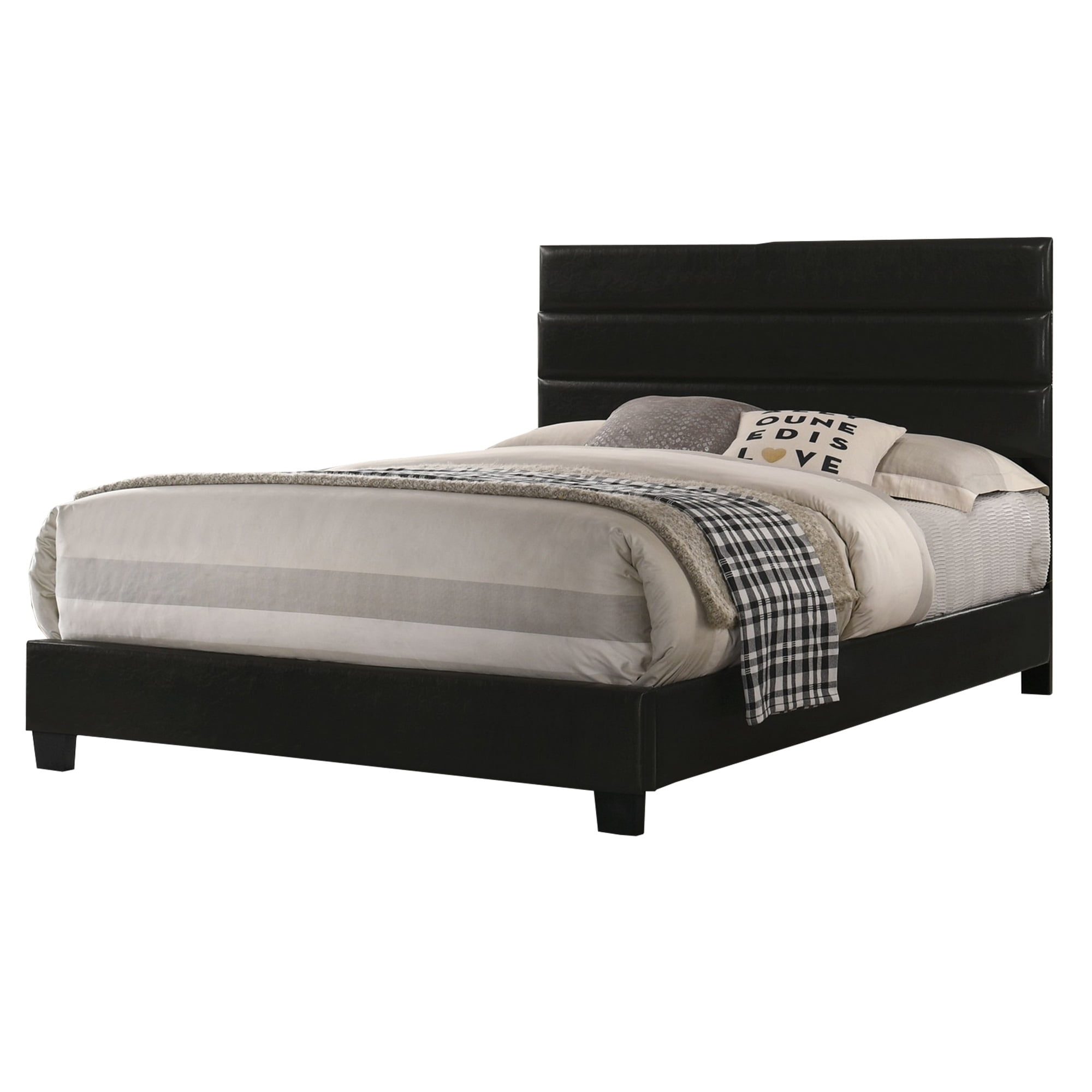 Black Faux Leather Panel Bed With, Leather Panel Bed