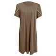 thumbnail image 4 of B91xZ Robes d'Été pour Femmes 2024 Décontractées à Manches Courtes Robe Longue Fendue Maxi Robe de Plage d'Été, Kaki TG, 4 of 5