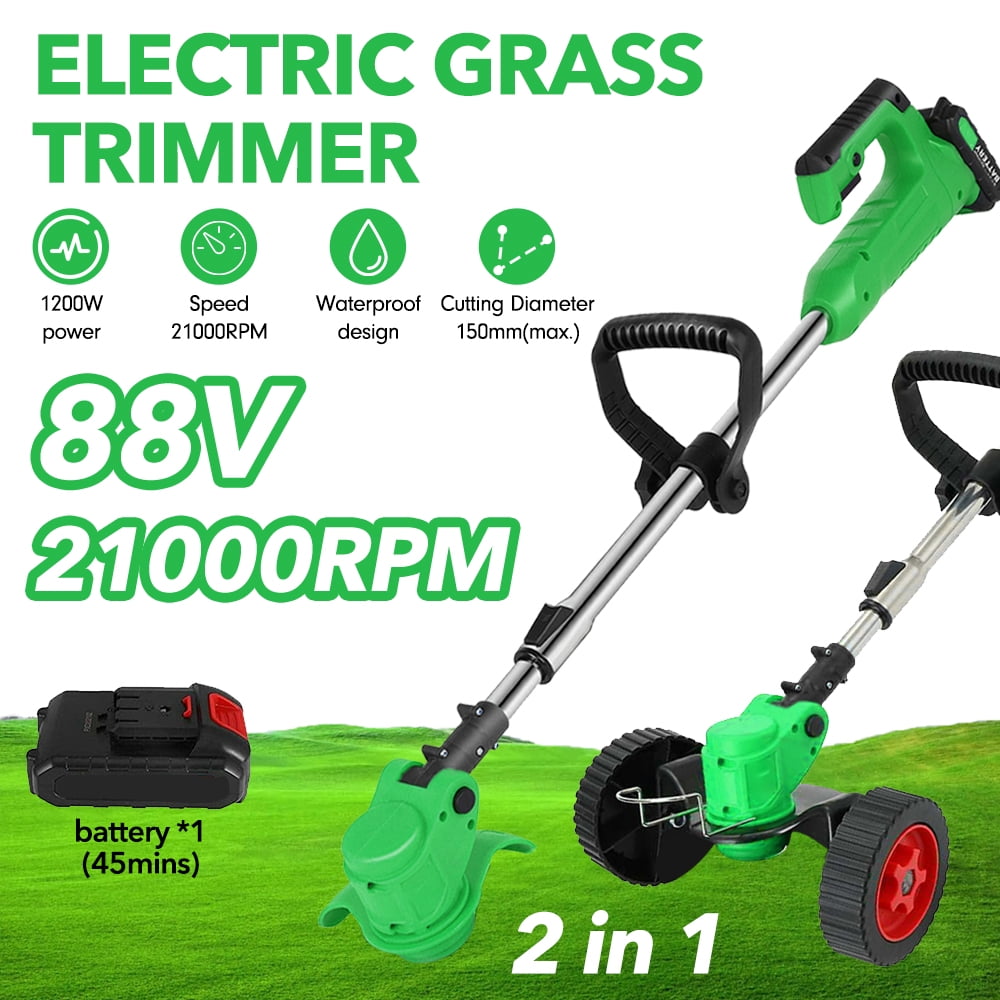2in1 88V Electric Cordless Grass Trimmer 1200W Highspeed String