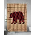 thumbnail image 5 of Fsddascl Red Black Plaid Bear Shower Curtain Set - Standard 72" x 72" Washable Bathtub Curtain with 12 Hooks, Farmhouse Cabin Brown Wood Grain Waterproof Fabric Stall Shower Curtains for Bathroom, 5 of 6