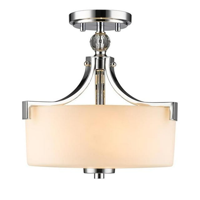 Golden Lighting 8037-SF CH-OP Evette Semi-Flush&44; Argent - Verre Opale