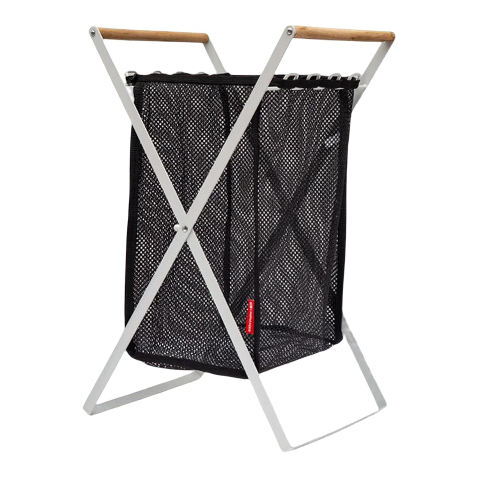 Folding Mesh Pop-up Clothes Laundry Hamper Basket with Storage Bag Holder Rack 