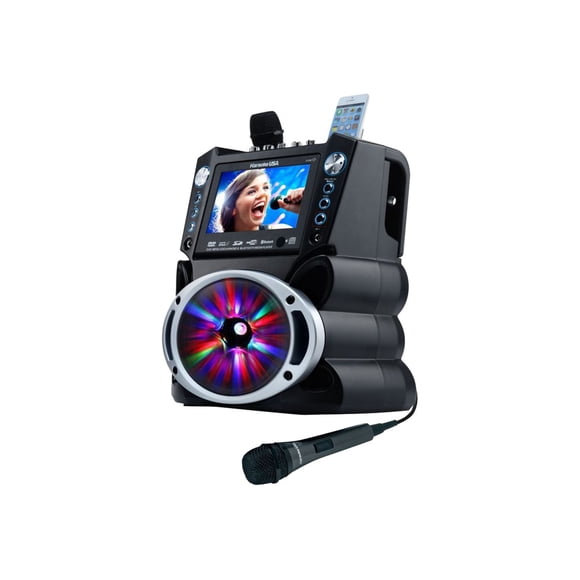 Karaoké USA GF842 DVD/CDG/MP3G Machine de Karaoké avec Écran Couleur TFT 7 Pouces, Enregistrement, Bluetooth et Lumières DEL Synchronisées