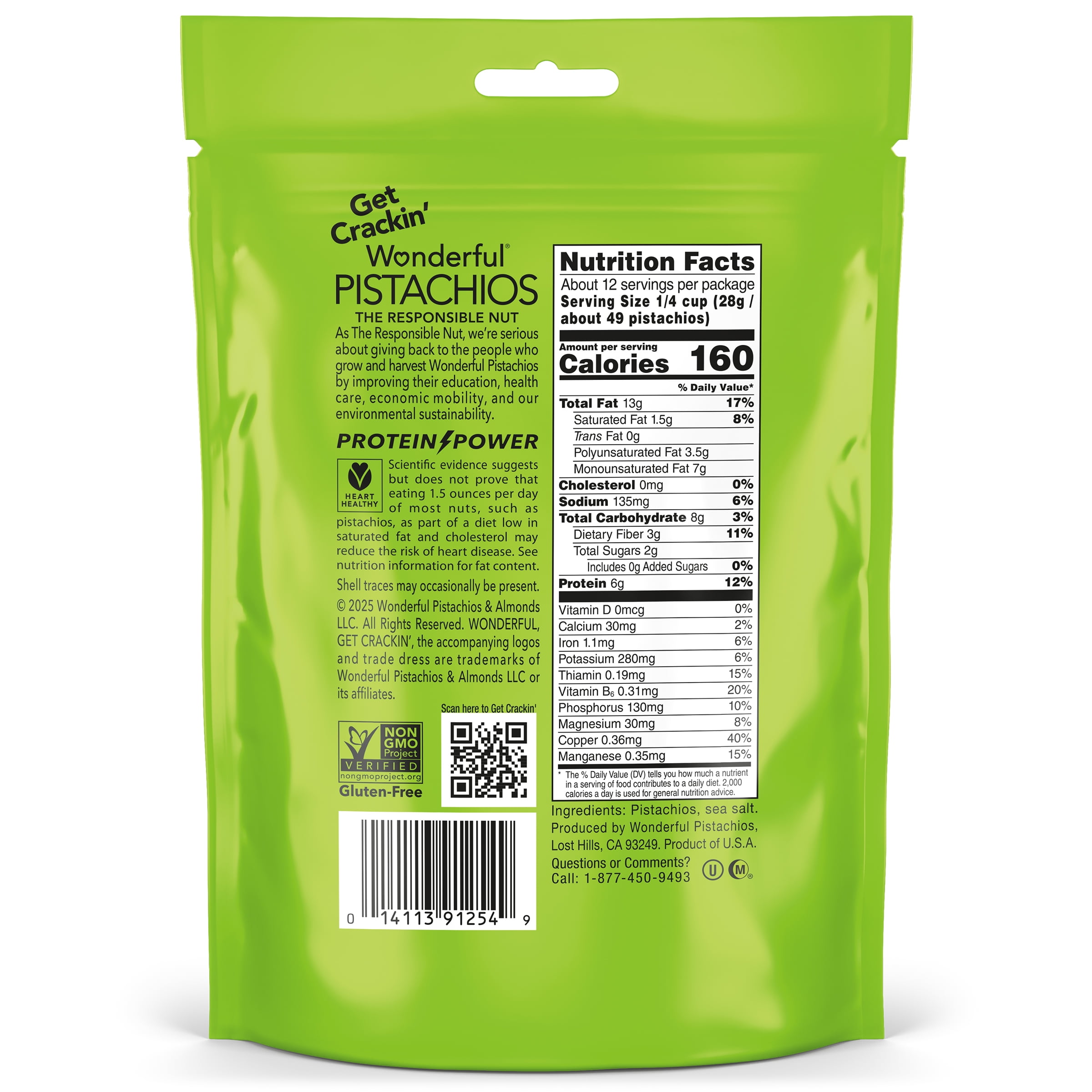 Wonderful Pistachios No Shells Roasted & Salted Nuts, 12 Ounce Bag