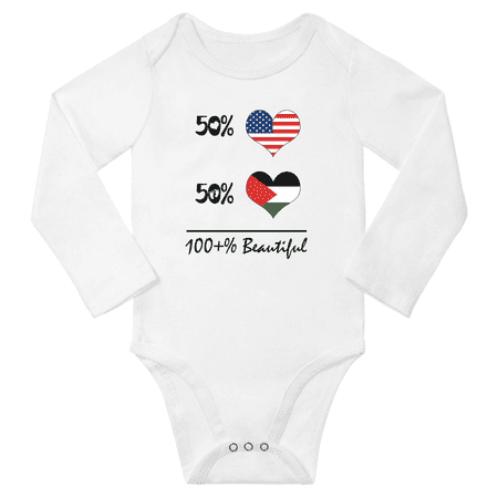 

50% Palestinian + 50% American = 100+% Beautiful Baby Long Sleeve Bodysuit (White 6 Months)