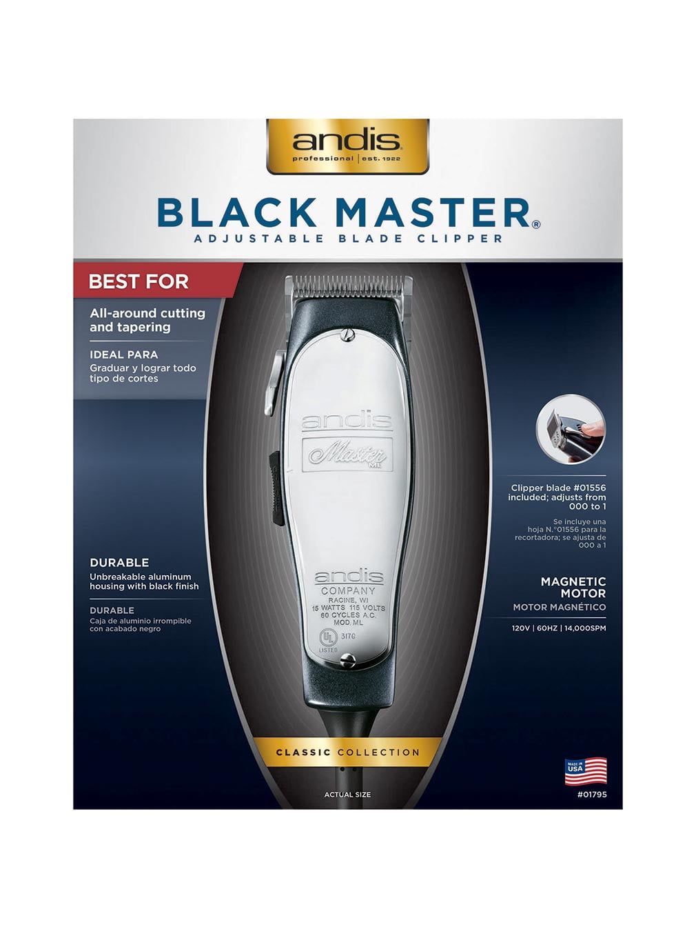Andis Black Master Clipper 01795 - Walmart.com - Walmart.com