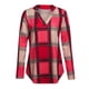 thumbnail image 4 of Camisas a Cuadros Jersey Cuello en V Manga Larga Casual Bloque de Color Moda Camisa a Cuadros Túnica para Mujer Rojo XL, 4 of 7