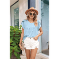 thumbnail image 4 of Women's Ruffled Round Neck Flutter Sleeve Blouse - Flowy Chiffon Peplum Top with Pleated Detail, 4 of 9