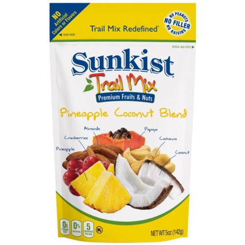 Sunkist Pineapple Coconut Premium Fruit & Nut Trail Mix, 5 oz per bag