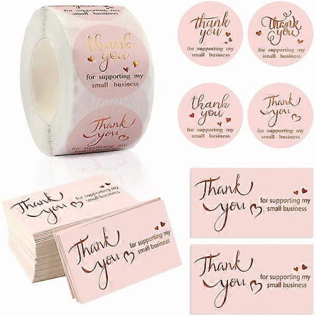 500 Kraft Paper Stickers, 50 Cards, Thank You For Your Purchase Stickers