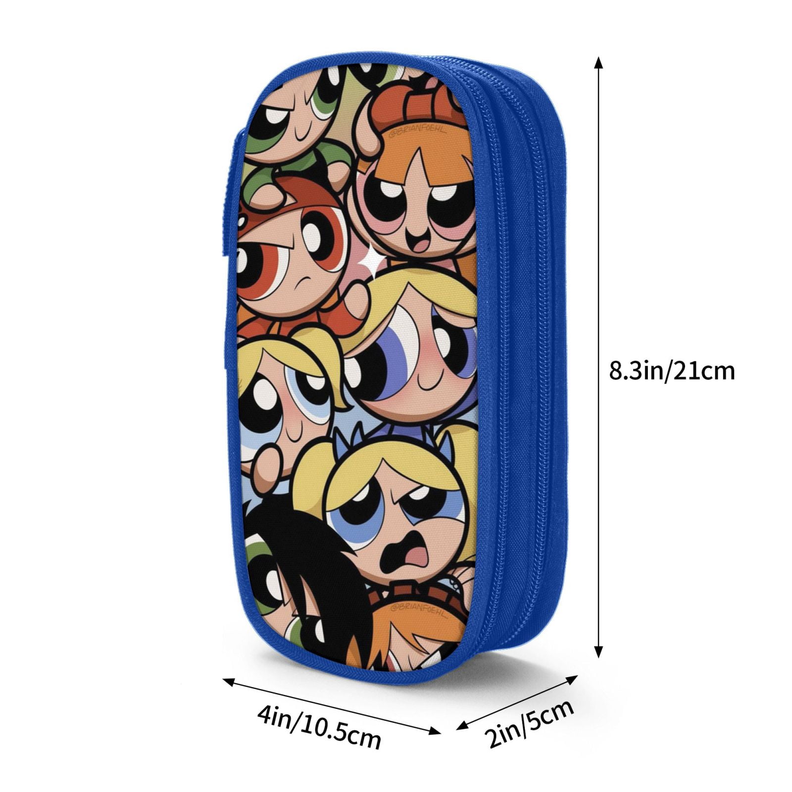 The Powerpuff Gi-rls Pencil Case Large Capacity Pencil Pouch Pen Bag Office Stationery Organizer Travel Makeup Bag Blue