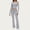 Gray, variant on Gifts Dianli Pajamas Loungewear Slanted Shoulder Long Sleeve Slim Low Waist Flared Pants Pajama Set Slim Fit Soft Breathable Comfortable Homewear Nightwear Sleepwear