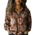 thumbnail image 2 of BILIKEYU Women's Cotton Printed Fashion Button Down Shirts, Long Sleeve Shirts for Women, Fall Outfits for Women, Fall Womens Tops, 2 of 3