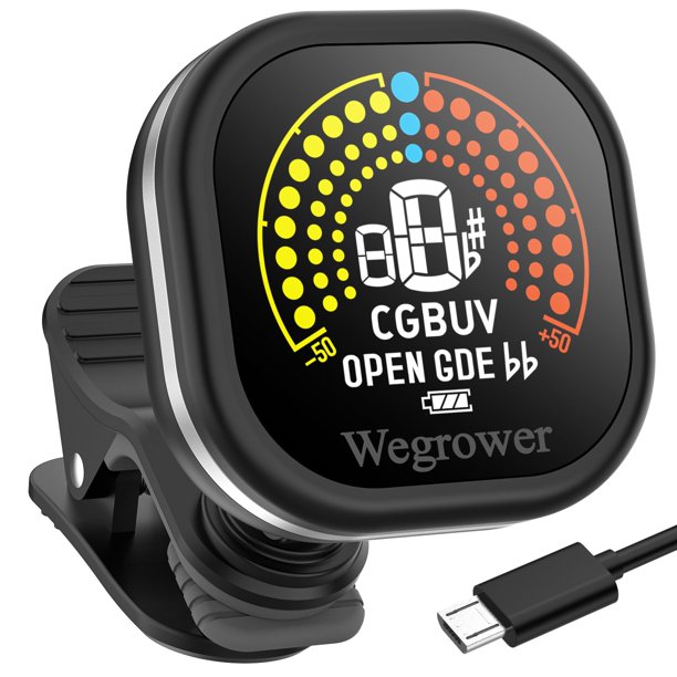 Afinador de guitarra WEGROWER recargable con clip en pantalla LCD a color