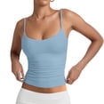 thumbnail image 3 of Women's Basic Double Lined Scoop Neck Tank with Adjustable Spaghetti Straps And Scoop Neck Summer Sleeveless Tops Light Blue L, 3 of 6