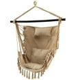thumbnail image 1 of Gymax Hammock Chair w/ Soft Pillow Cushions Pocket Hanging Rope Swing Steel Bar Beige, 1 of 10