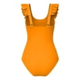 thumbnail image 4 of NAFUU Girls Swimsuit Solid Color Fly Sleeve O-Neck Ruffle Trim Swim Suits Back Bathing For Teen Youth One Piece Swimsuits Girl Sizes 6-7 Years, 4 of 4