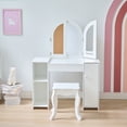thumbnail image 6 of Teamson Kids Deluxe Glow 2-in-1 Wooden Vanity Desk with LED 3-Mirror, Storage, Touch Sensor & Stool, White, 6 of 11