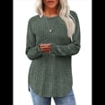 thumbnail image 2 of Camisas de Larga para Mujer, Blusas Tipo Túnica para Mujer, Suéteres Básicos Holgados y Elegantes con Cuello Redondo para Mujer. Verde S, 2 of 7