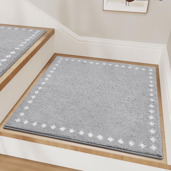 Alfombrillas antideslizantes para escalera Tchdio 79 x 79 cm, gris
