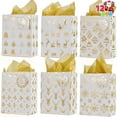 thumbnail image 6 of Joyfy 12 Pcs Christmas Gift Bag Set,Foil Gold Goody Treat Bags with Tissue Papers and Name Card Tags for Holiday Party Favors Goody Bags, Xmas Presents and Wrapping Stocking Stuffers, 6 of 9