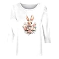 thumbnail image 4 of Otoño 3/4 Manga Tops para las Mujeres 2025 Pascua Impreso Cuello Redondo, Suelto Casual Camiseta de Poliéster, 4 of 5
