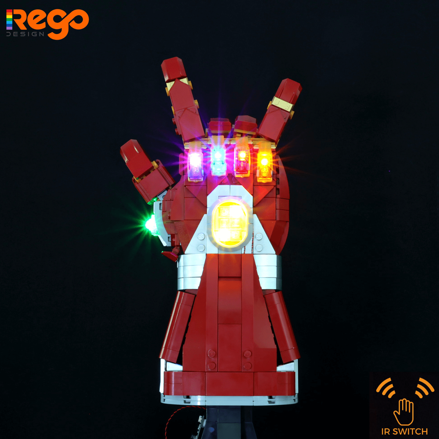 REGO DESIGN Light Building Set for IR Switch Light Kit 76223 Lego Marvel Iron Man Nano Gauntlet - Led Lighting Building Set Compatible with Legos Building Blocks Model (Lego not Included, Only Light)