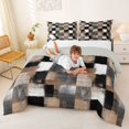 thumbnail image 3 of Homewish Retro Brown Checkerboard Full Size Comforter Sets,Retro Geometric Bedding Comforter Set,Light Gray Reversible,3 Pieces,1 Comforter and 2 Pillowcases, 3 of 7