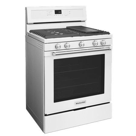 KitchenAid - 5.8 Cu. Ft. Self-Cleaning Freestanding Gas True Convection Range with Even-Heat - White