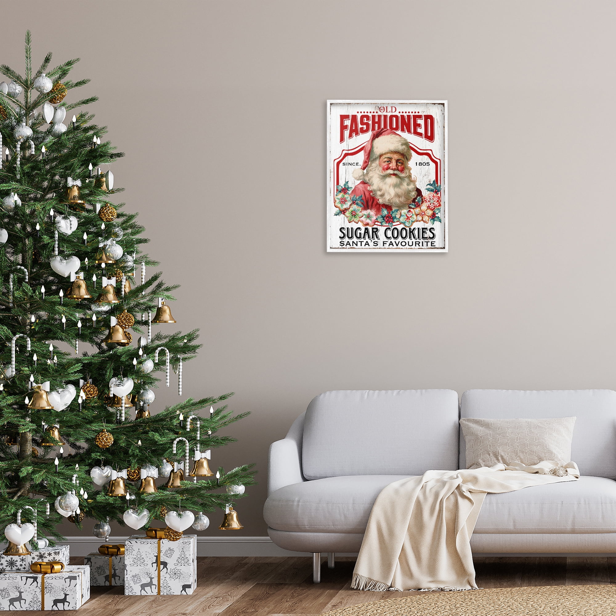 Stupell Industries Old Fashioned Cookies Holiday Painting White Framed Art Prints Wall Art, 24 x 30