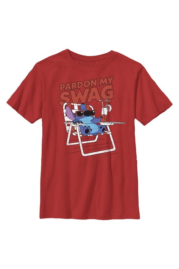 Boy's Lilo & Stitch Pardon My Swag Stitch Graphic Tee Red X Small