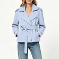 thumbnail image 7 of cocolona Cropped Trench Coat for Women Long Sleeve Collared Solid Color Waist Jacket Lined Trendy Casual Fall Tops, 7 of 7