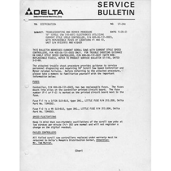 Instruction Manual ONLY for Delta Rockwell 40-601 18" Scroll Saw Service Manual Instructions REPRINT